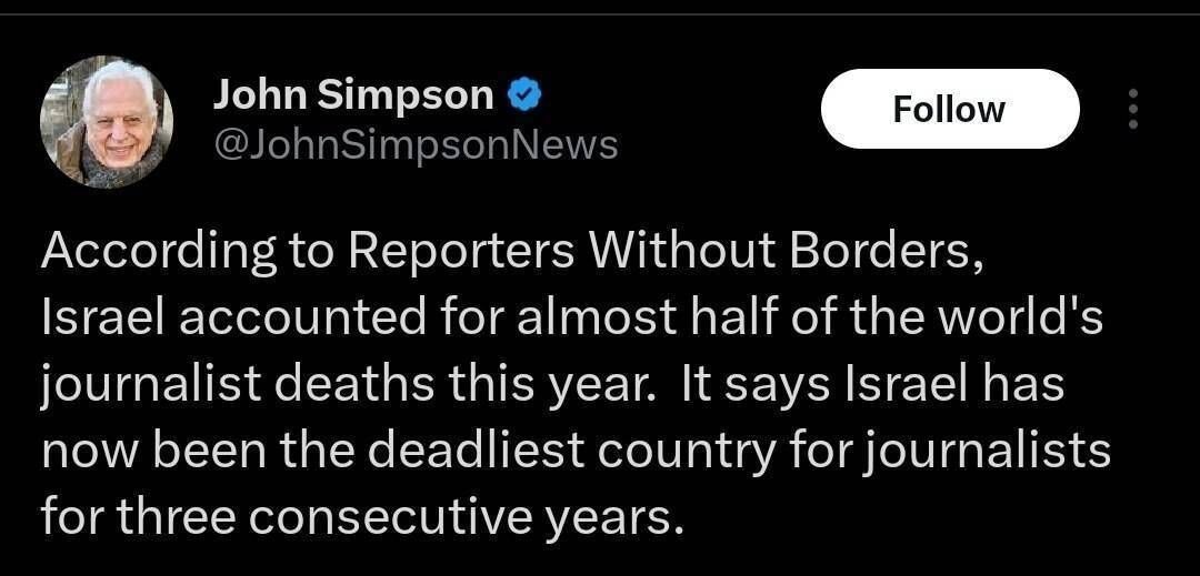 اسرائیل مسئول مرگ نیمی از روزنامه&zwnj;نگاران جهان