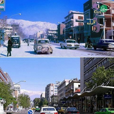 تصویر رنگی از ولیعصر تهران در دهه ۴۰