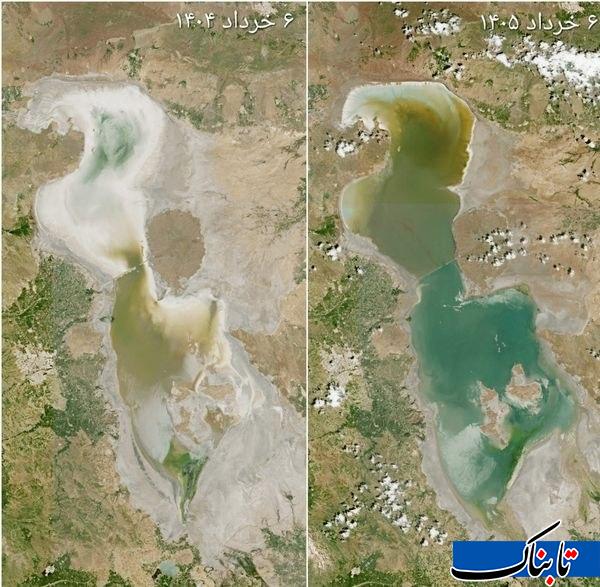 عکس مقایسهای جالب و چشمگیر از دریاچه ارومیه