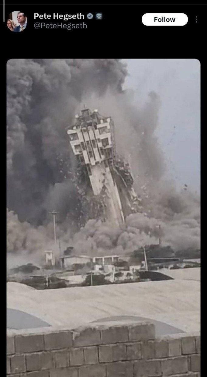 US Secretary of War Pete Hegsett retweeted the fall of the Chabahar naval watchtower on his Twitter.