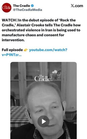 الستر کروک، دیپلمات سابق انگلیسی:

&laquo;یک گروه کوچک و بسیار خشن از آشوبگران در ایران توسط سازمان&zwnj;های غیردولتی خارجی و سایر نهادهای اطلاعاتی غربی آموزش دیده بودند.
این سازمان&zwnj;ها هرج و مرج در ایران را مهندسی کردند تا زمینه را برای مداخله ایالات متحده/اسرائیل فراهم کنند.&raquo;