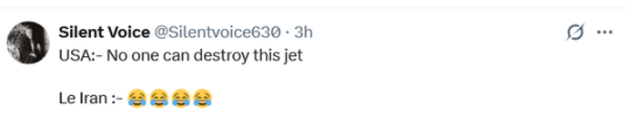 آمریکا:- هیچ کس نمی&zwnj;تواند این جت را نابود کندایران :- ????