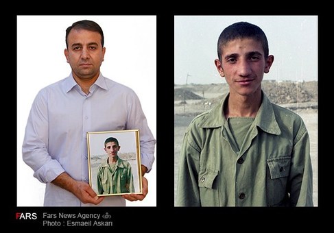 دیروز: سردار رشید اسلام شهید غلامرضا گلزار ، رزمنده ، سال 1362 ، پادگان دوکوهه ، شهر اندیمشک - امروز: برادر شهید غلامرضا گلزار ، شغل کارمند ، سال 1392، تهران