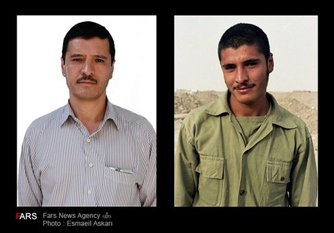 دیروز: امیر هوشنگی ، رزمنده ، سال 1362 ، پادگان دوکوهه ، شهر اندیمشک - امروز: امیر هوشنگی ، شغل: کارمند ، سال 1392، تهران