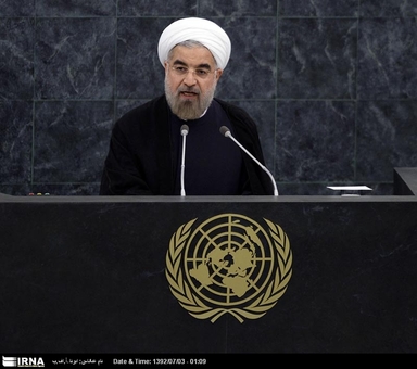 دکتر حسن روحاني رييس جمهوري اسلامي ايران بامداد چهارشنبه در شصت و هشتمين مجمع عمومي سازمان ملل سخنراني کرد.