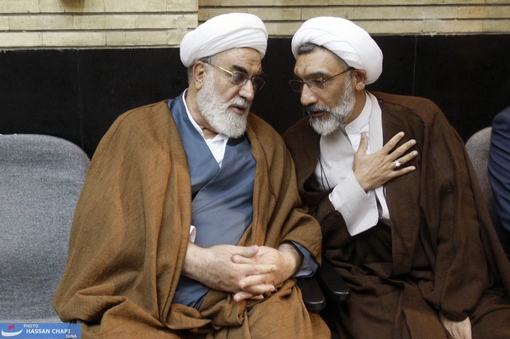حجت الاسلام والمسلمین ˈمحمد محمدی گلپایگانیˈ رییس دفتر مقام معظم رهبری و حجت الاسلام مصطفی پورمحمدی وزیر دادگستری