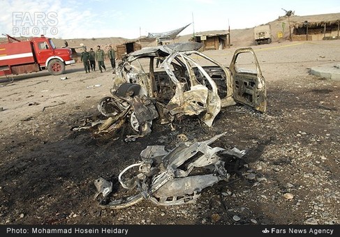خودروی منهدم شده بر اثر انفجار TNT