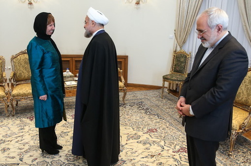 کاترین اشتون روز یکشنبه با حسن روحانی و محّمد جواد ظریف دیدار و گفتگو کرد/ایسنا
