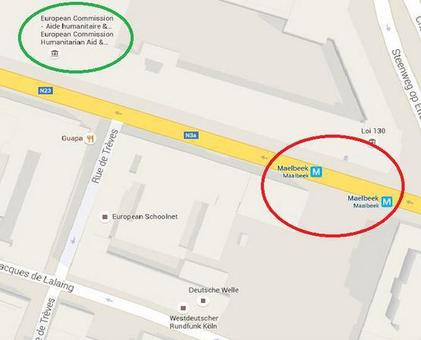 فاصله ایستگاه مترو مورد حمله قرار گرفته با مقر اتحادیه اروپا