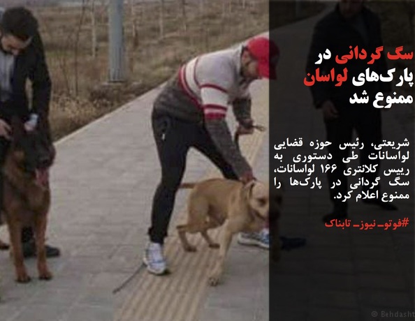 شریعتی، رئیس حوزه قضایی لواسانات طی دستوری به رییس کلانتری ۱۶۶ لواسانات، سگ گردانی در پارک‌ها را ممنوع اعلام کرد.
