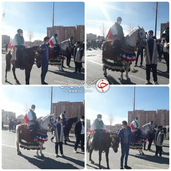 راهپیمایی متفاوت در شهرکرد همراه با رژه اسب&zwnj;ها 