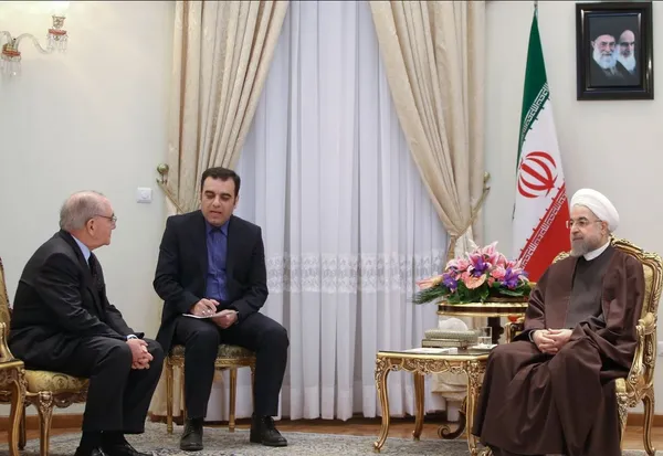 حجت الاسلام حسن روحانی، رئیس جمهوری اسلامی ایران در دیدار با &laquo;روی ماشه ته&raquo; وزیر امور خارجه پرتغال./IRNA
