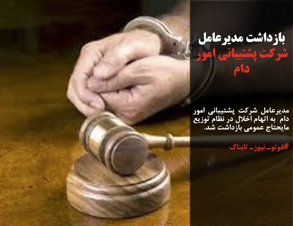 مدیرعامل شرکت پشتیبانی امور دام  به اتهام اخلال در نظام توزیع مایحتاج عمومی بازداشت شد.
