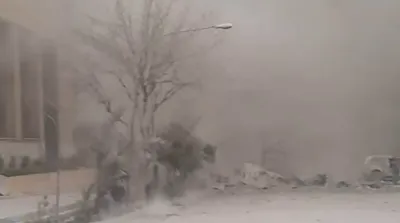 اولین تصاویر از اصابت موشک به ساختمان پلیس دیپلماتیک