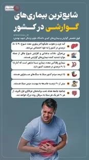 اینفوگرافیک: شایع ترین بیماری‌های گوارشی در کشور
