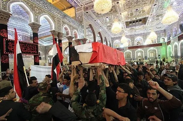 در جریان آزاد سازی مناطق اشغال شده تکریت توسط گروهک تروریستی داعش در عراق تعدادی از نیروهای مقاومت مردمی عراق به شهادت رسیدند که امروز در کربلا تشییع شدند./FNA
