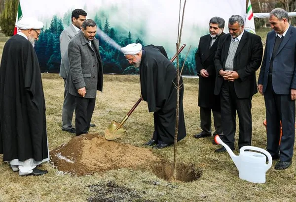 کاشت یک اصله نهال توسط رئیس جمهور./ISNA
