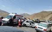 تصادف زنجیره‌ای ۲ تریلی، ۲ پراید، پیکان و پژو ۲۰۶