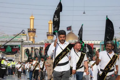 عکس: حضور دسته بزرگ موکب بنی‌عامر در کربلا
