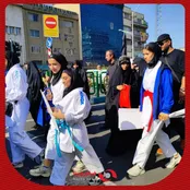 حضور دختران ورزشکار در مراسم تشییع شهدای خدمت