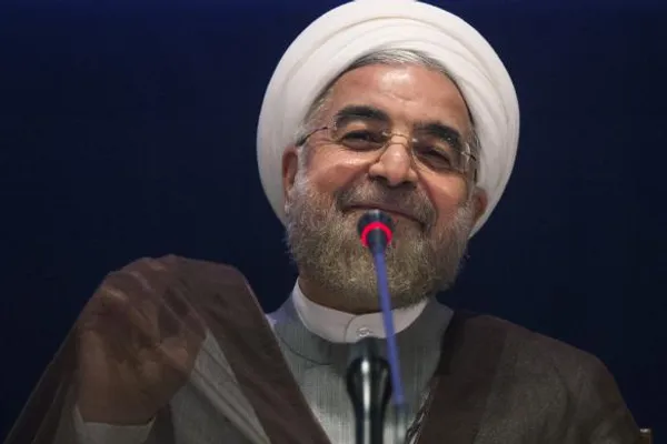 پرتره خندان از حسن روحانی، رئیس جمهوری اسلامی ایران در حاشیه کنفرانس خبری وی در نیویورک در روز جمعه./REUTERS/Adrees Latif
