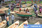بازار قایق‌های چوبی دست‌ساز محلی در بنگلادش