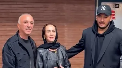 قاب خانوادگی اشوان با پدر و مادرش و نوید پورفرج