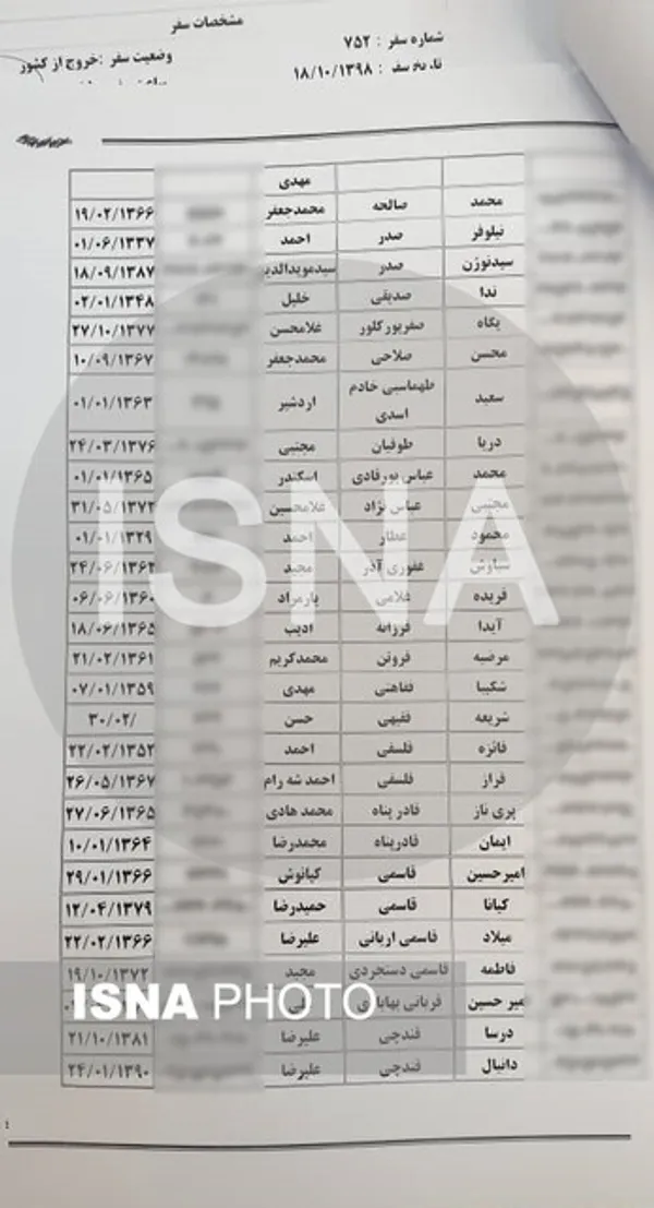 اسامی جان باختگان 
