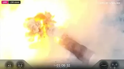 انفجار فضاپیمای استارشیپ پس از فرود در اقیانوس هند