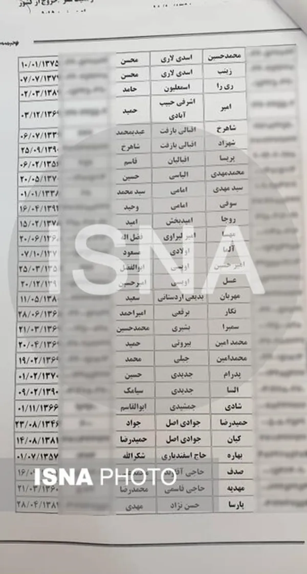 اسامی جان باختگان 