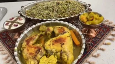 طرز تهیه لوبیا پلو با مرغ زعفرانی
