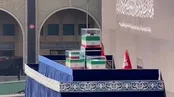 تصاویر استقرار پیکر رهبر شهید انقلاب و همراهان شهیدش در مصلای تهران