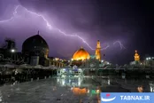 عکس: رعد و برق بر فراز حرم امامین عسکریین