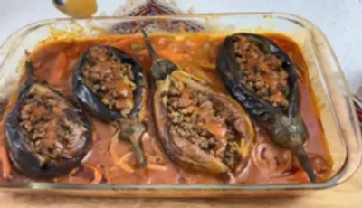 طرز تهیه بادمجان شکم پر