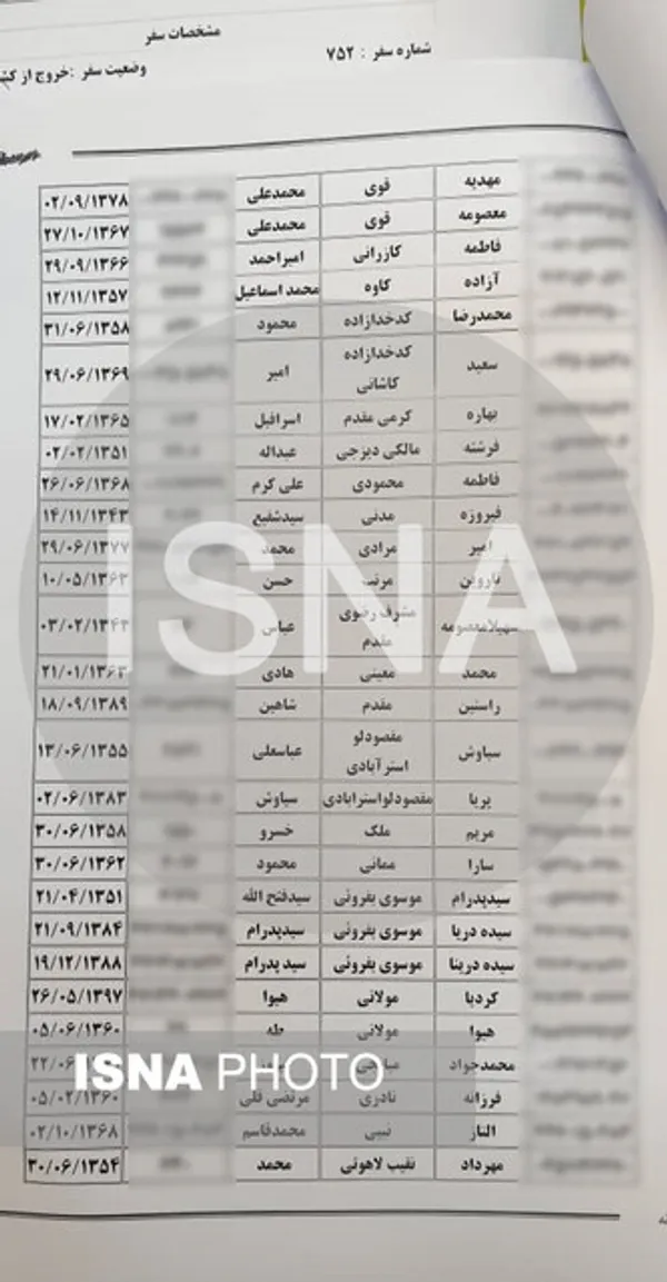 اسامی جان باختگان 