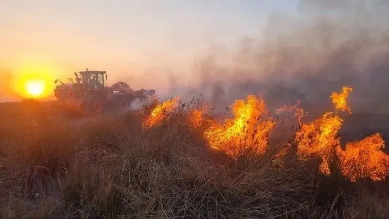 آتش‌سوزی گسترده در جزیره آشوراده / امدادرسانی بالگرد هلال احمر