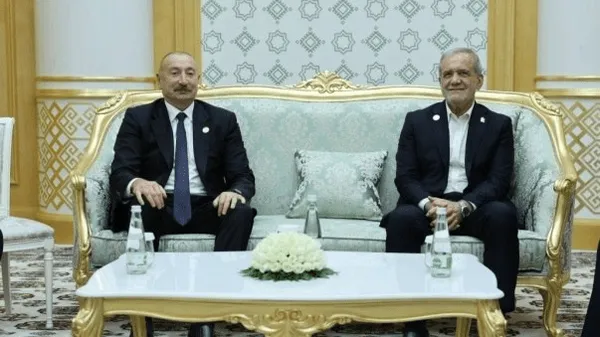 دیدار پزشکیان و الهام علی‌اف در ترکمنستان