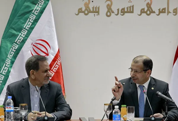 اسحاق جهانگیری معاون اول رییس جمهوری ایران روز دوشنبه با سلیم الجبوری رییس مجلس عراق دیدار و گفتگو کرد.
