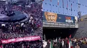 سنگ‌باران بنر ترامپ و بنر کشتن ترامپ